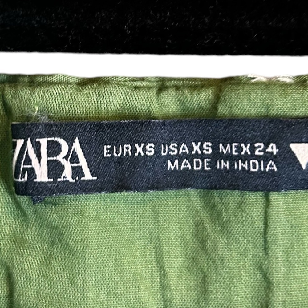 Zara Women's Blogger's Favorite Green Embroidered Puff Sleeve Dress- Size XS - Picture 13 of 16